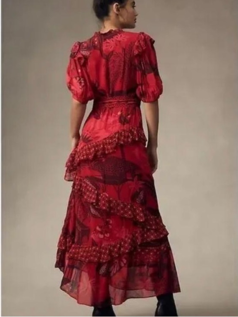 Farm Rio short sleeve ruffled printed midi dress - Picture 2 of 3